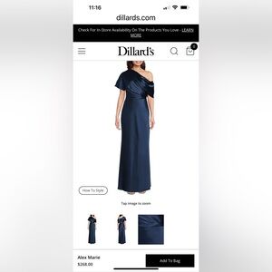 Alex Marie Off-Shoulder Navy Blue Evening Gown